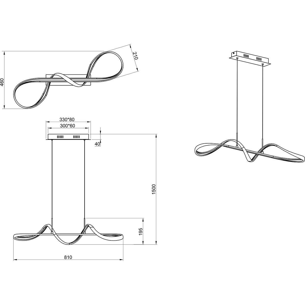 LED Hängelampe - Hängeleuchte - Trion Peruino - 37W - Neutralweiß 4000K - Dimmbar - Rund - Glanz Chrom - Aluminium