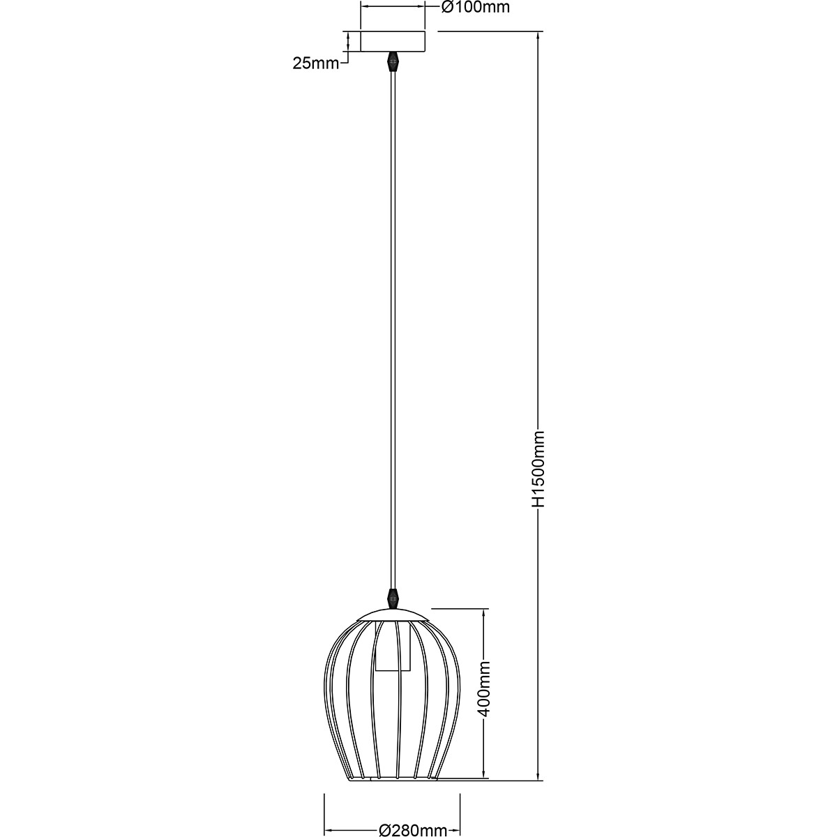 LED-Hängeleuchte - Pendelleuchte - Trion Rigo - E27-Fassung - Rund - Mattschwarz - Metall - Höhenverstellbar