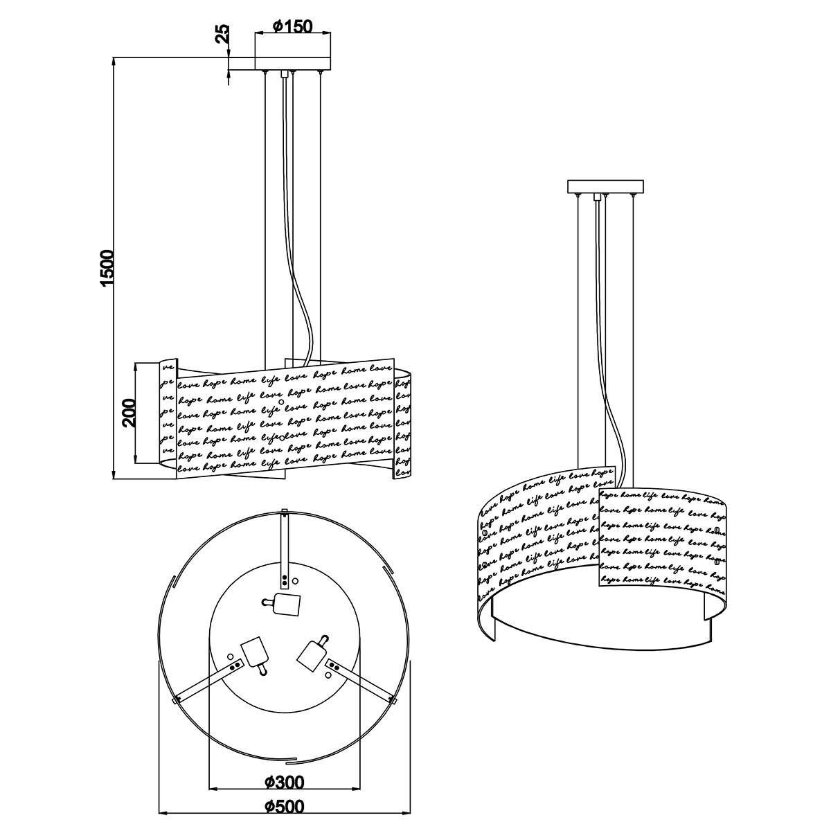 LED Deckenleuchte - Deckenbeleuchtung - Trion Sonu - E27 Sockel - 3-flammig - Rund - Mattweiß - Aluminium