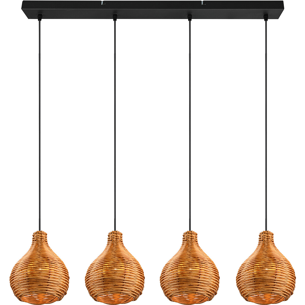 LED Hängelampe - Hängeleuchte - Trion Sparko - E14 Fassung - 4-flammig - Rechteck - Braun - Holz