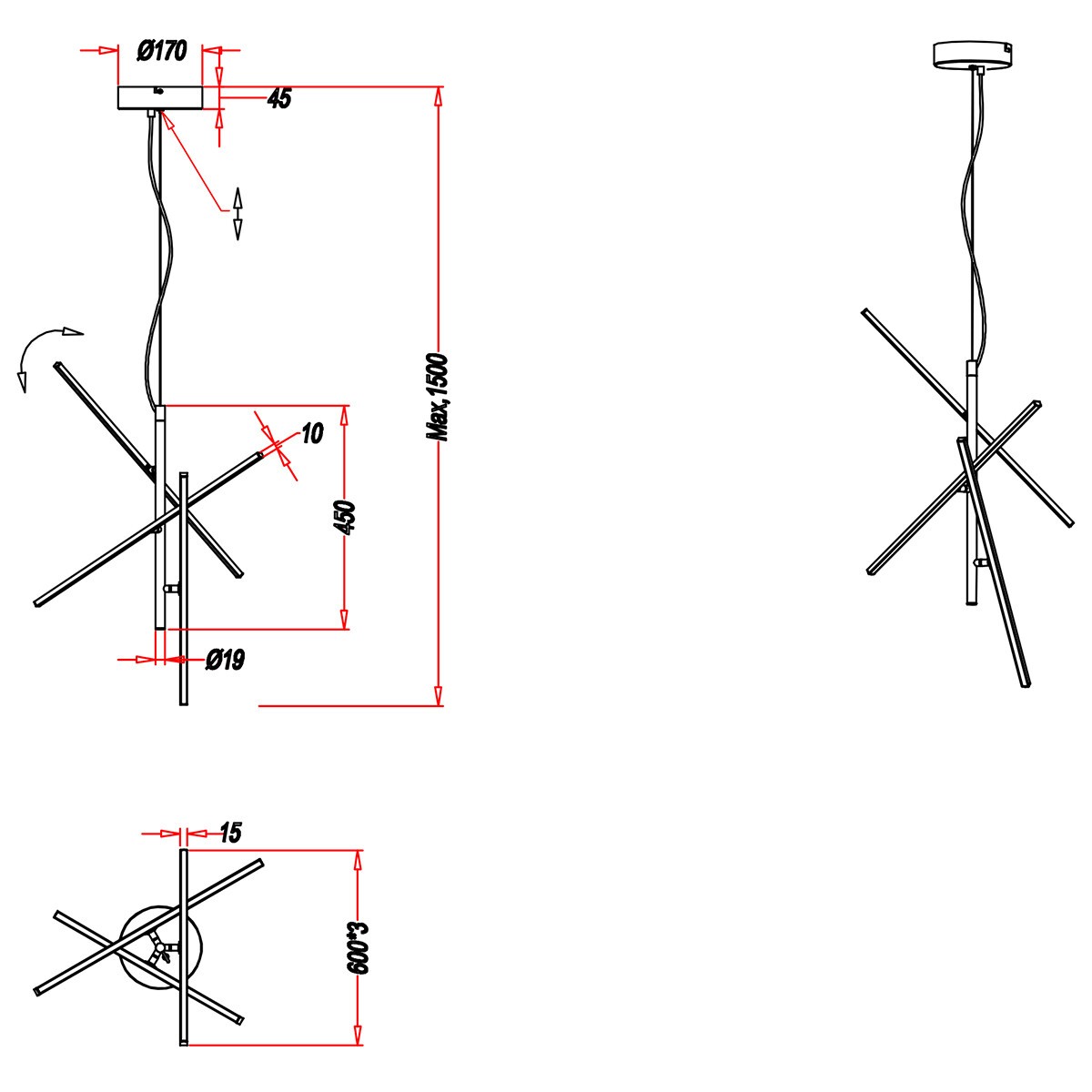 LED Deckenleuchte - Deckenbeleuchtung - Trion Tiraki - 21W - Warmweiß 3000K - Rechteckig - Mattes Nickel - Aluminium