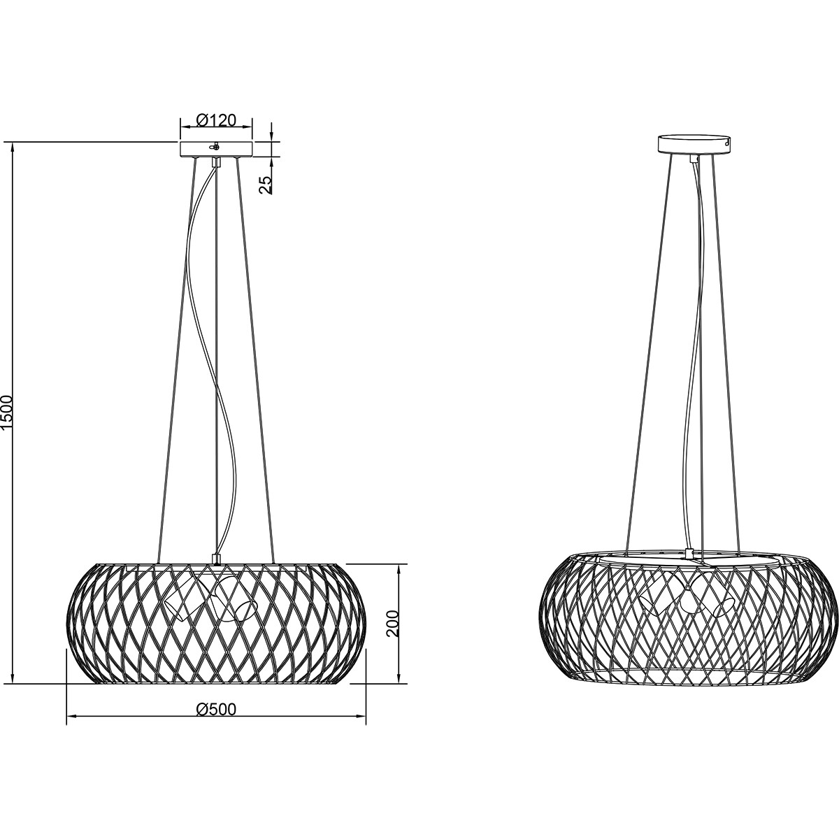 LED Hängelampe - Hängeleuchte - Trion Tymon - E27 Fassung - 3-flammig - Rund - Matt Schwarz/Gold - Aluminium