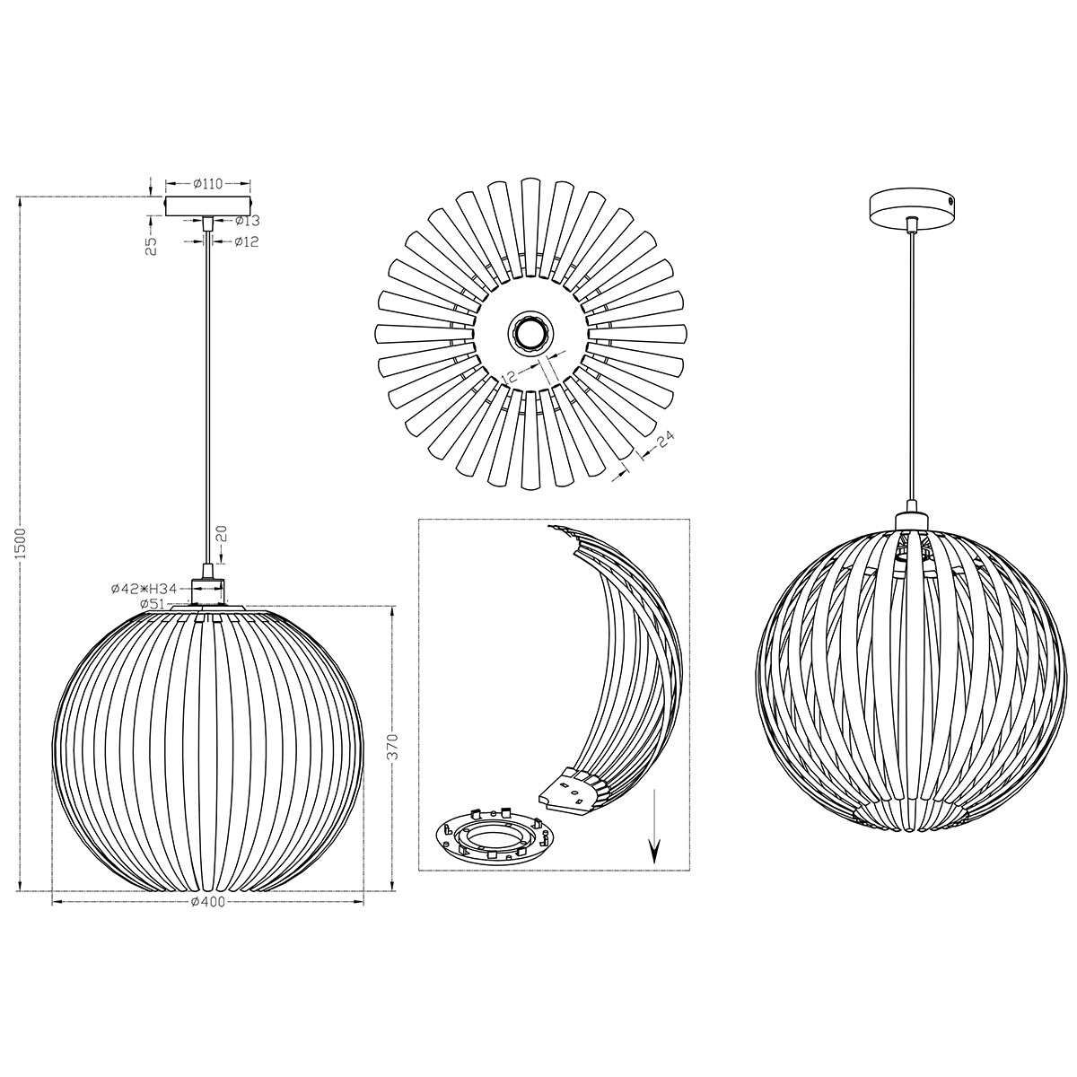 LED Deckenleuchte - Deckenbeleuchtung - Trion Zuka - E27 Sockel - Rund - Transparent Klares - Acryl