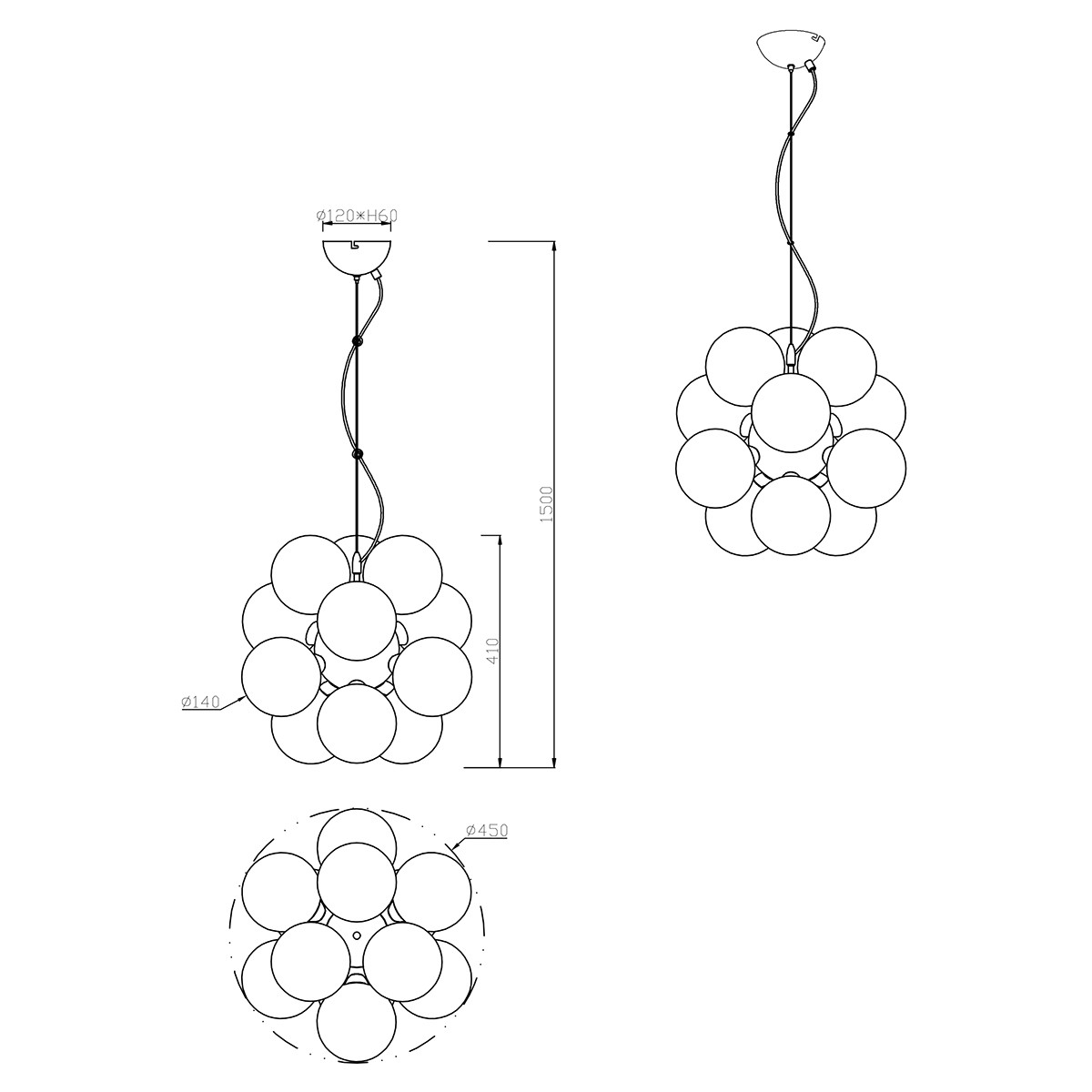 LED Hängelampe - Trion Alionisa - G9 Sockel - 12-flammig - Rund - Chrom Rauchglas - Aluminium