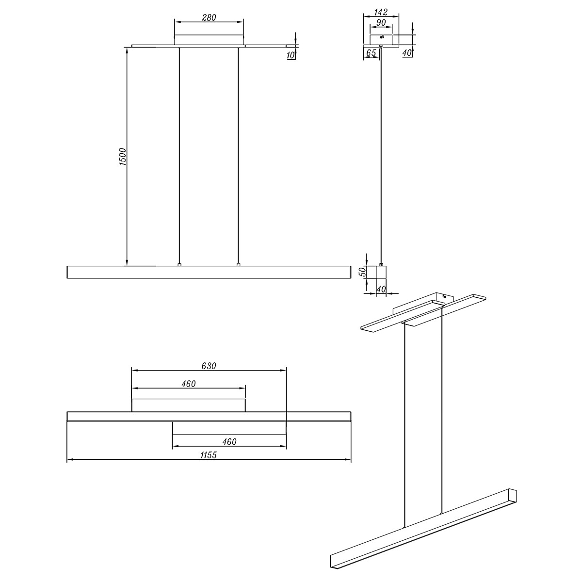 LED Deckenleuchte - Trion Balfy - 44W - Warmweiß 3000K - Rechteckig - Mattes Nickel - Aluminium