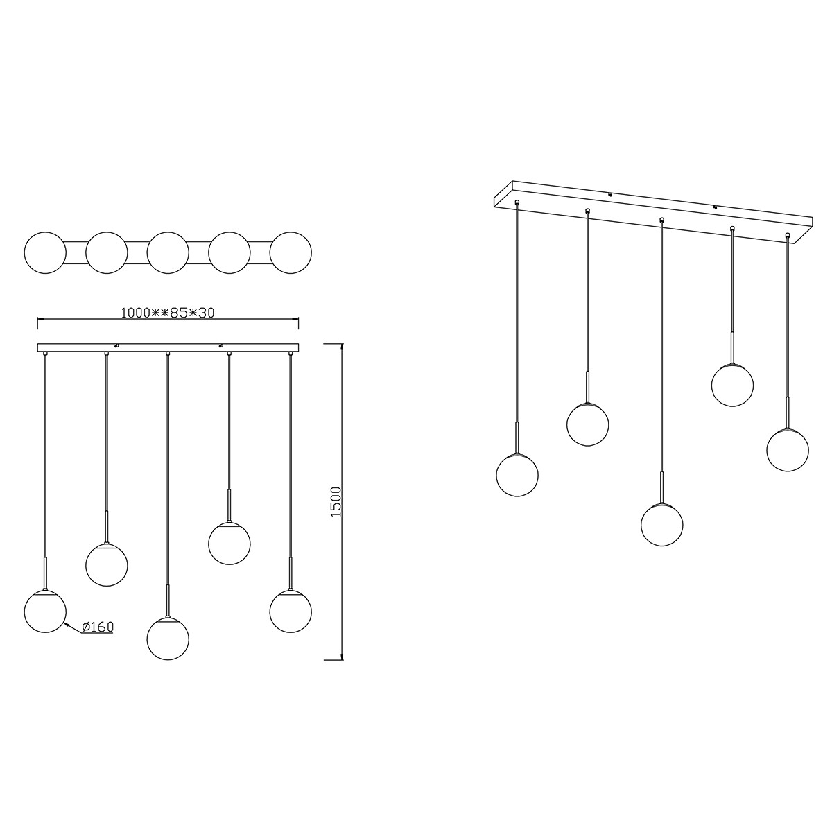 LED Deckenleuchte - Trion Balina - E14 Sockel - 5-flammig - Rechteckig - Mattweiß - Aluminium