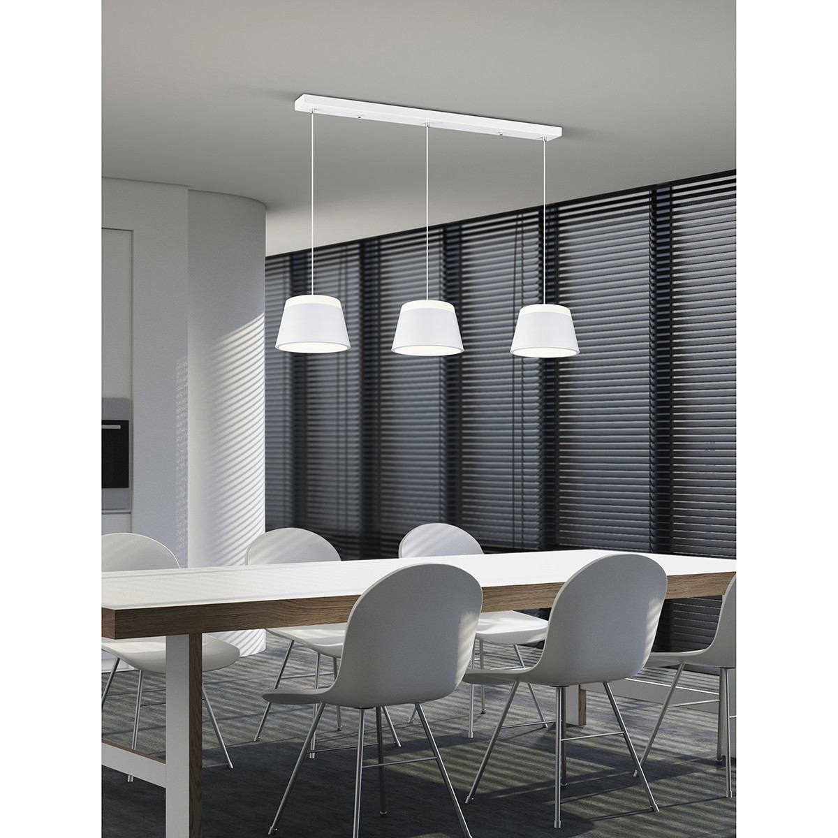 LED Hängelampe - Trion Barnaness - E14 Sockel - 6-flammig - Rund - Mattweiß - Aluminium