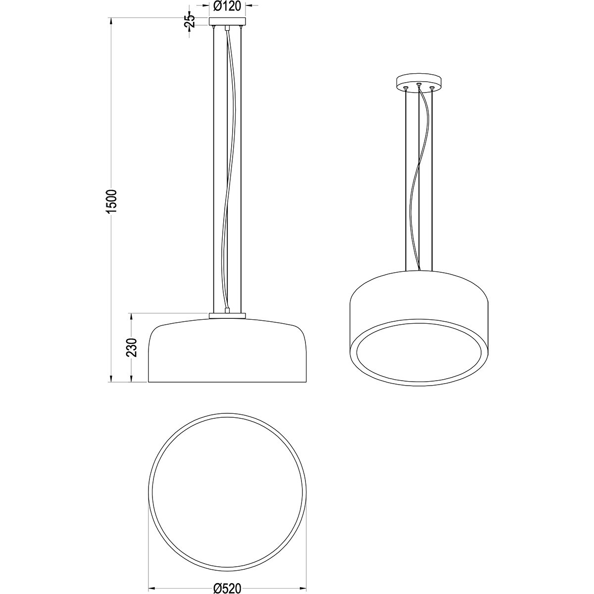 LED Hängelampe - Trion Barnon - E27 Sockel - 4-flammig - Rund - Mattweiß Aluminium