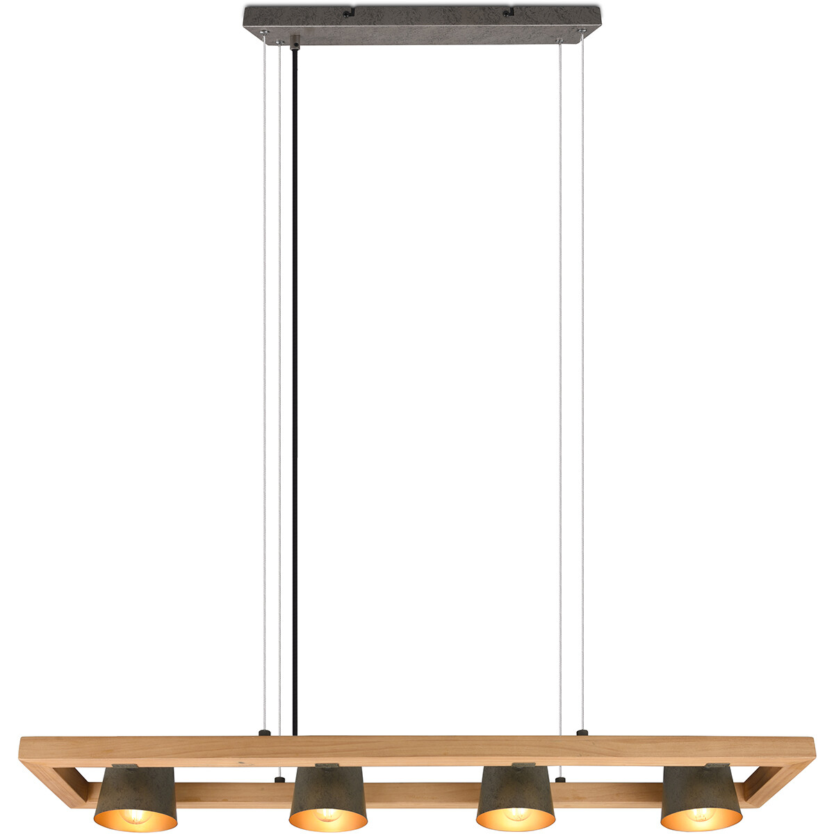 LED Hängelampe - Trion Bimm - E14 Fassung - 4-flammig - Rechteck - Antik Nickel - Aluminium