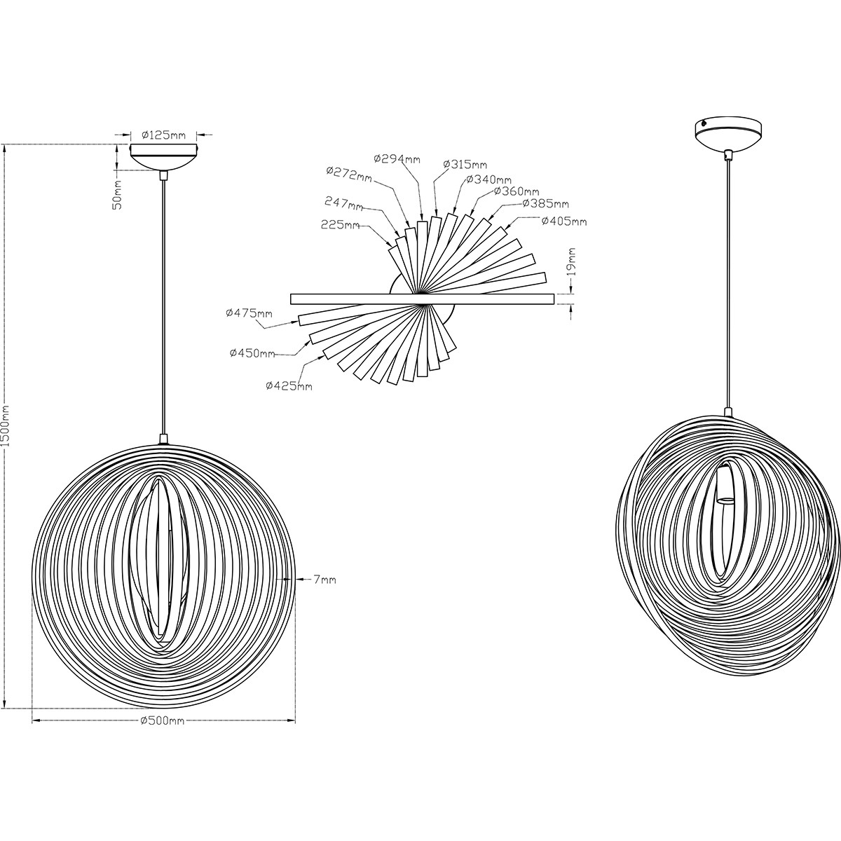 LED Hängelampe - Trion Bola - E27 Sockel - Rund - Matt Dunkelbraun Holz