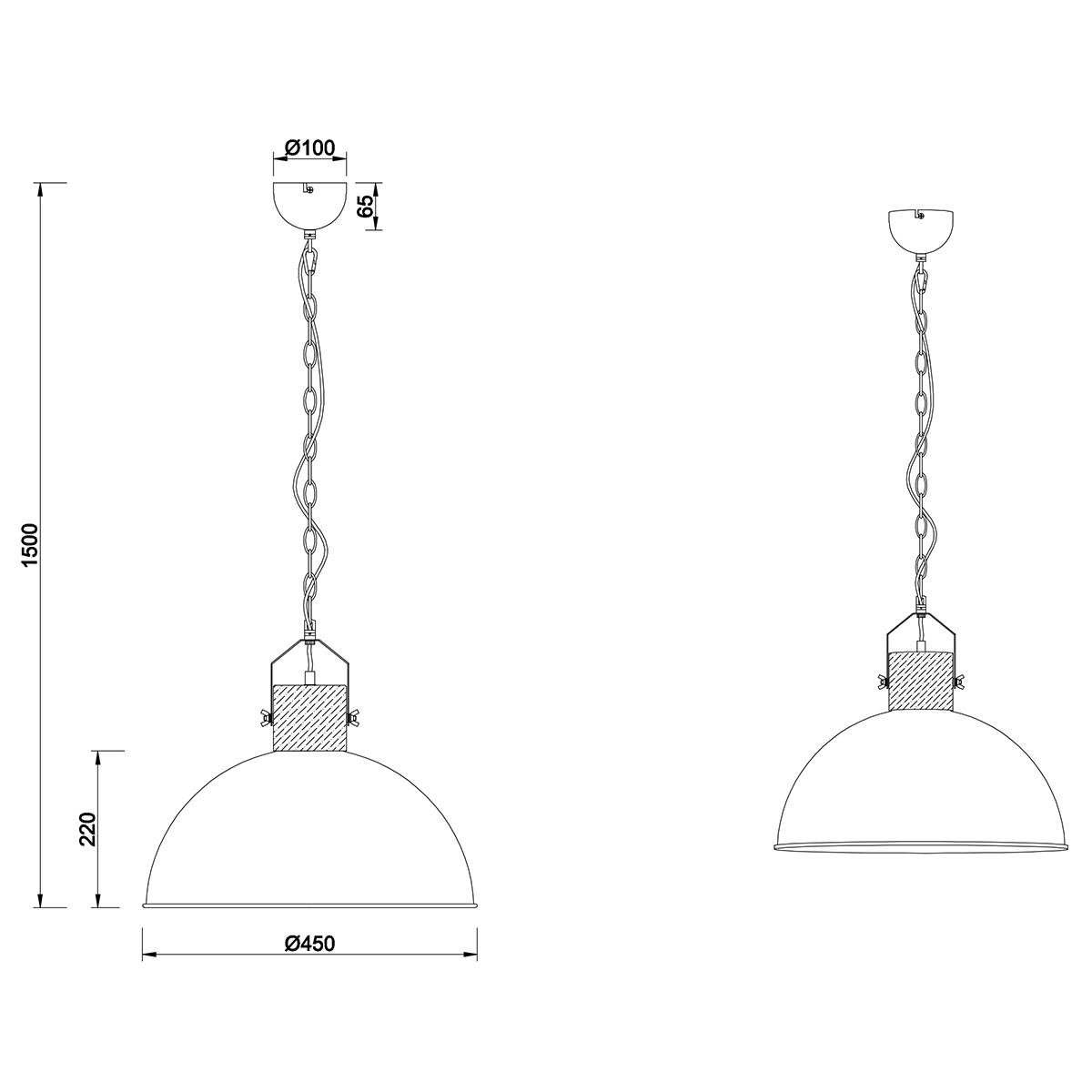 LED Hanglamp - Trion Delvira - E27 Sockel - 1-flammig - Rund - Antik Nickel - Aluminium