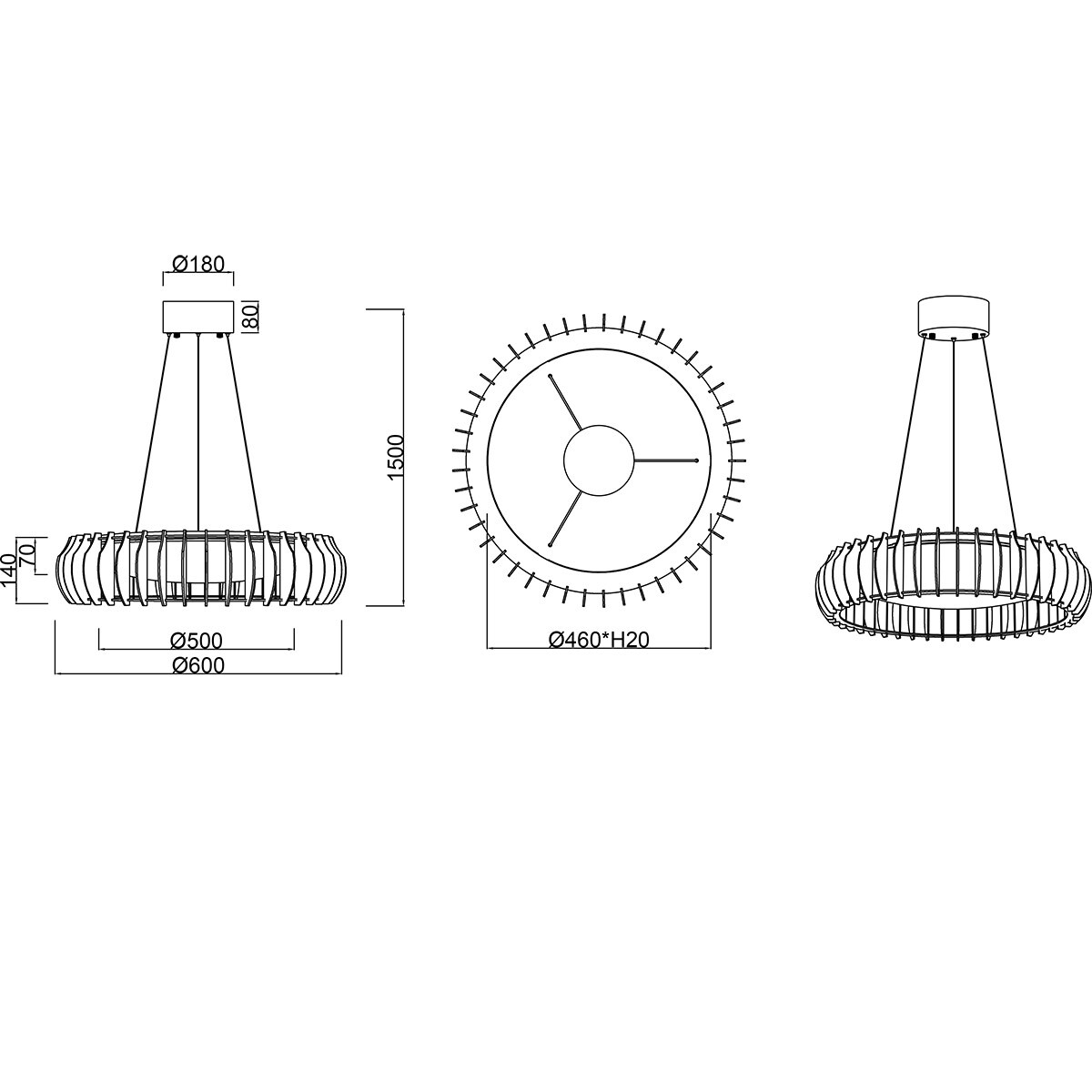 LED Pendelleuchte - Trion Emont - 40W - Anpassbare Farbe - Dimmbar - Rund - Braun Weiß - Kunststoff