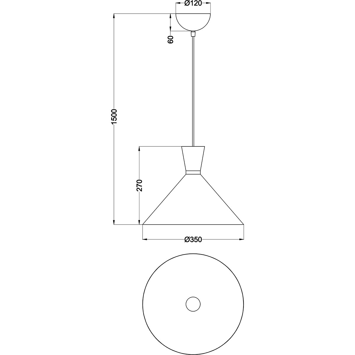 LED Hängelampe - Trion Ewomi - E27 Fassung - 1-flammig - Rund - Matt Weiß - Aluminium - Ø35cm