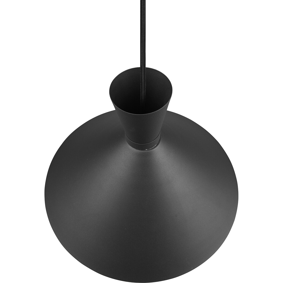 LED Hängelampe - Trion Ewomi - E27 Fassung - 1-flammig - Rund - Matt Schwarz - Aluminium - Ø35cm