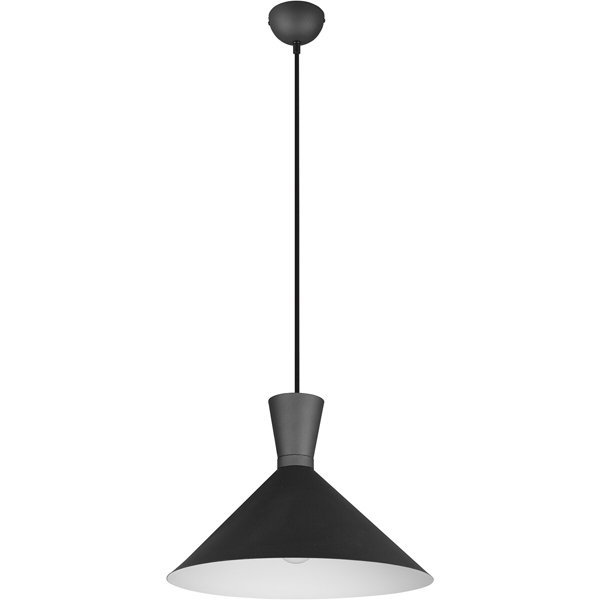 LED Hängelampe - Trion Ewomi - E27 Fassung - 1-flammig - Rund - Matt Schwarz - Aluminium - Ø35cm