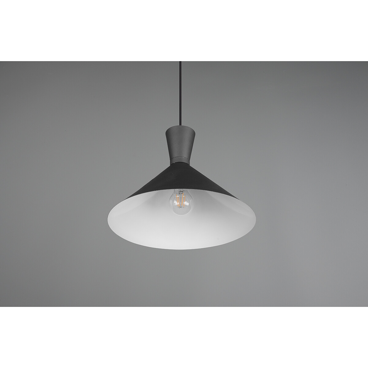 LED Hängelampe - Trion Ewomi - E27 Fassung - 1-flammig - Rund - Matt Schwarz - Aluminium - Ø35cm