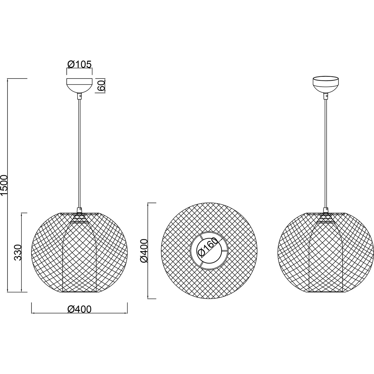 LED Hängelampe - Trion Filtran - E27 Fassung - 1-flammig - Rund - Matt Schwarz - Aluminium