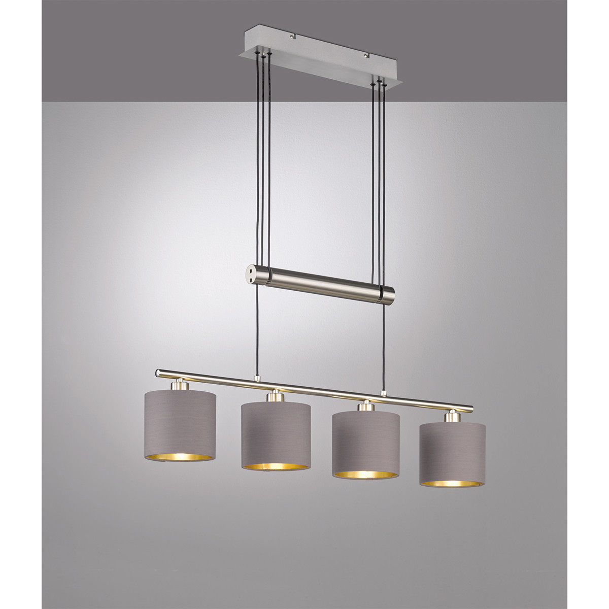 LED Hanglamp - Trion Gorino - E14 Sockel - 4-flammig - Rechteckig - Mattbraun - Aluminium