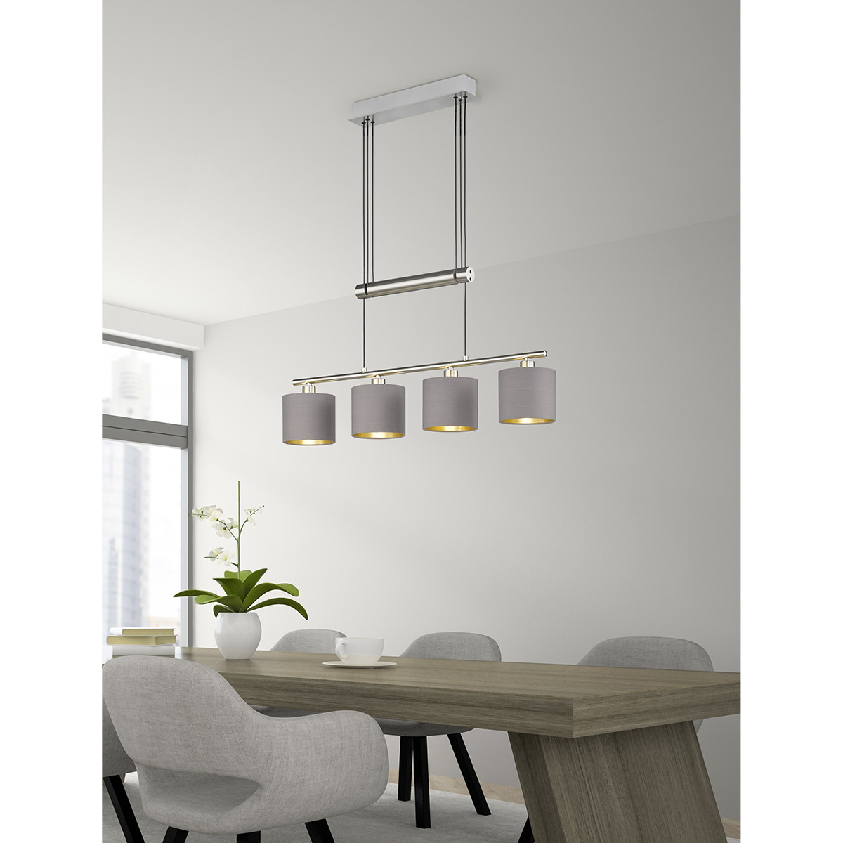 LED Hanglamp - Trion Gorino - E14 Sockel - 4-flammig - Rechteckig - Mattbraun - Aluminium