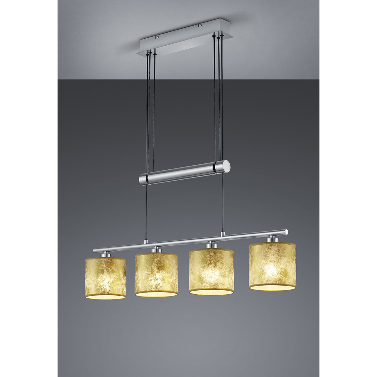 LED Hanglamp - Trion Gorino - E14 Sockel - 4-flammig - Rechteckig - Matt Gold - Aluminium