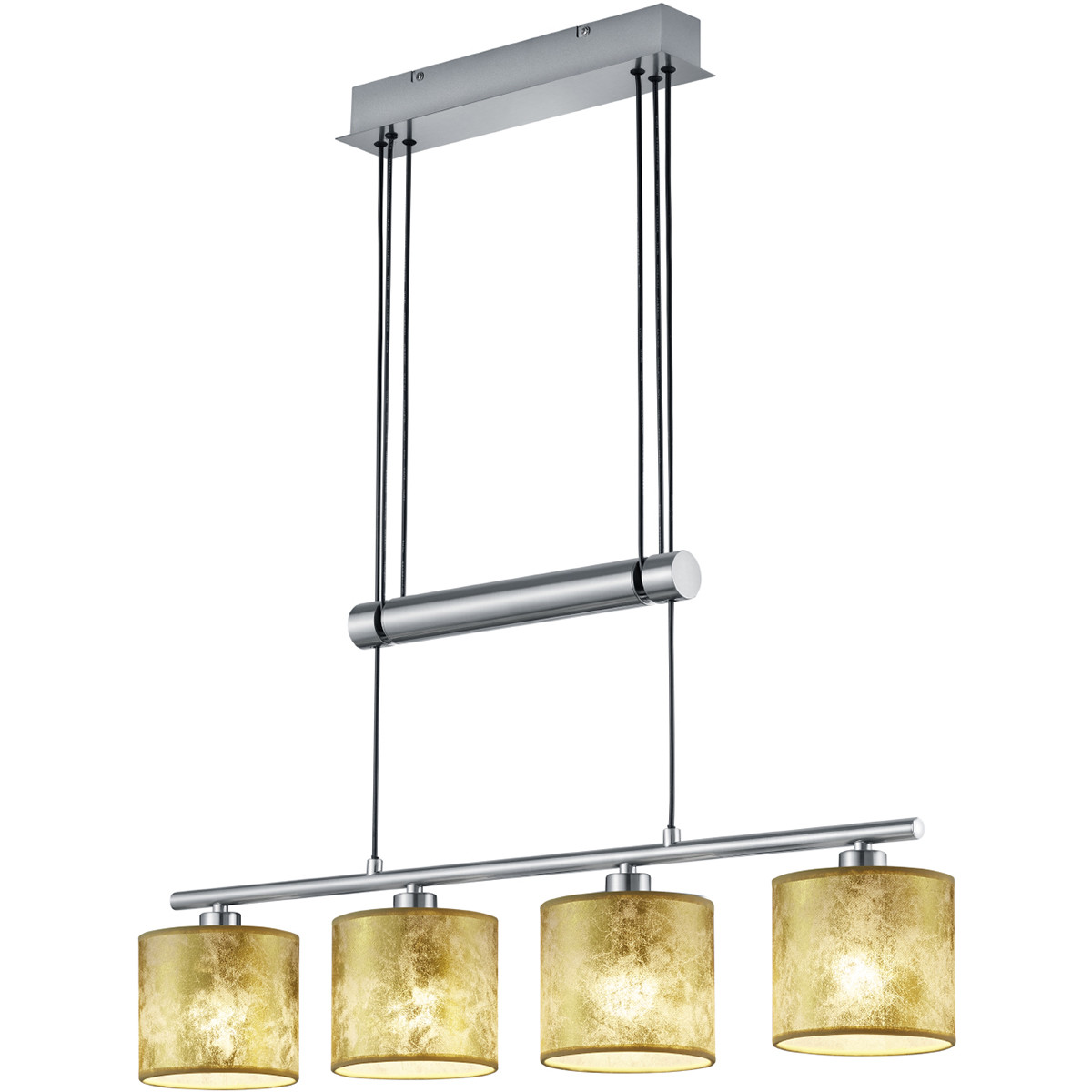 LED Hanglamp - Trion Gorino - E14 Sockel - 4-flammig - Rechteckig - Matt Gold - Aluminium