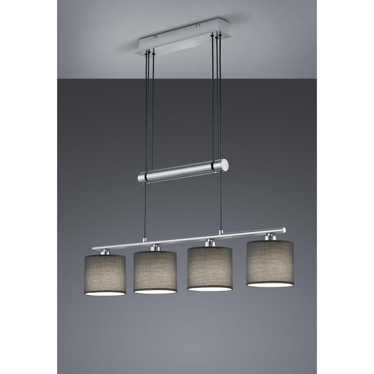 LED Hanglamp - Trion Gorino - E14 Sockel - 4-flammig - Rechteckig - Mattgrau - Aluminium