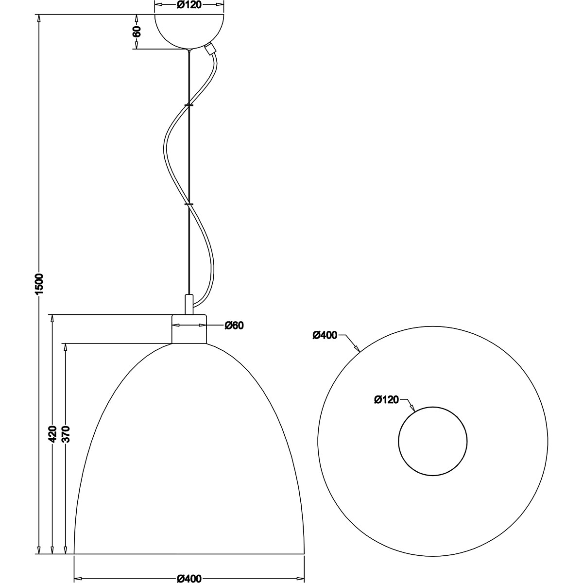 LED Hängelampe - Trion Jaguar - E27 Fassung - Rund - Matt Weiß - Aluminium - Bis 60W