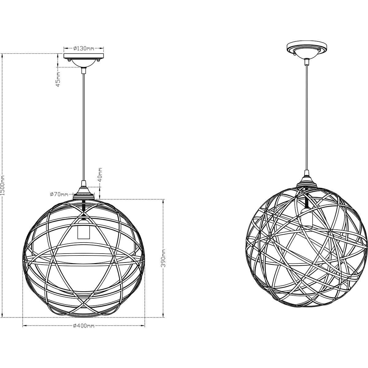 LED Hängelampe - Trion Jica - E27 Sockel - Rund - Matt Kupfer Aluminium