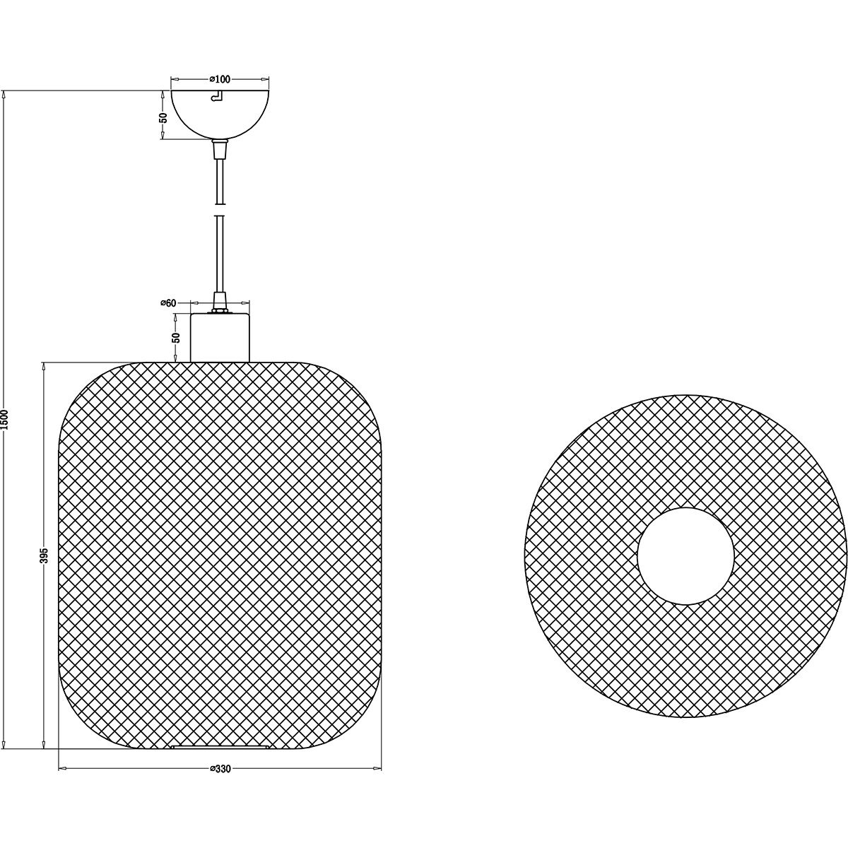 LED Hängelampe - Trion Kalim XL - E27 Fassung - 1-flammig - Rund - Matt Schwarz - Aluminium