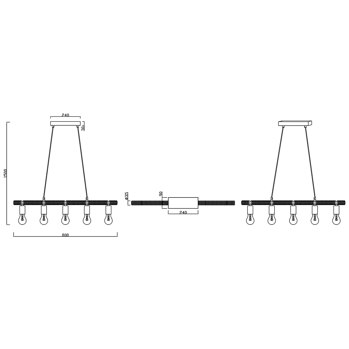 LED Deckenleuchte - Trion Ranin - E27 Sockel - Rechteckig - Mattschwarz - Aluminium