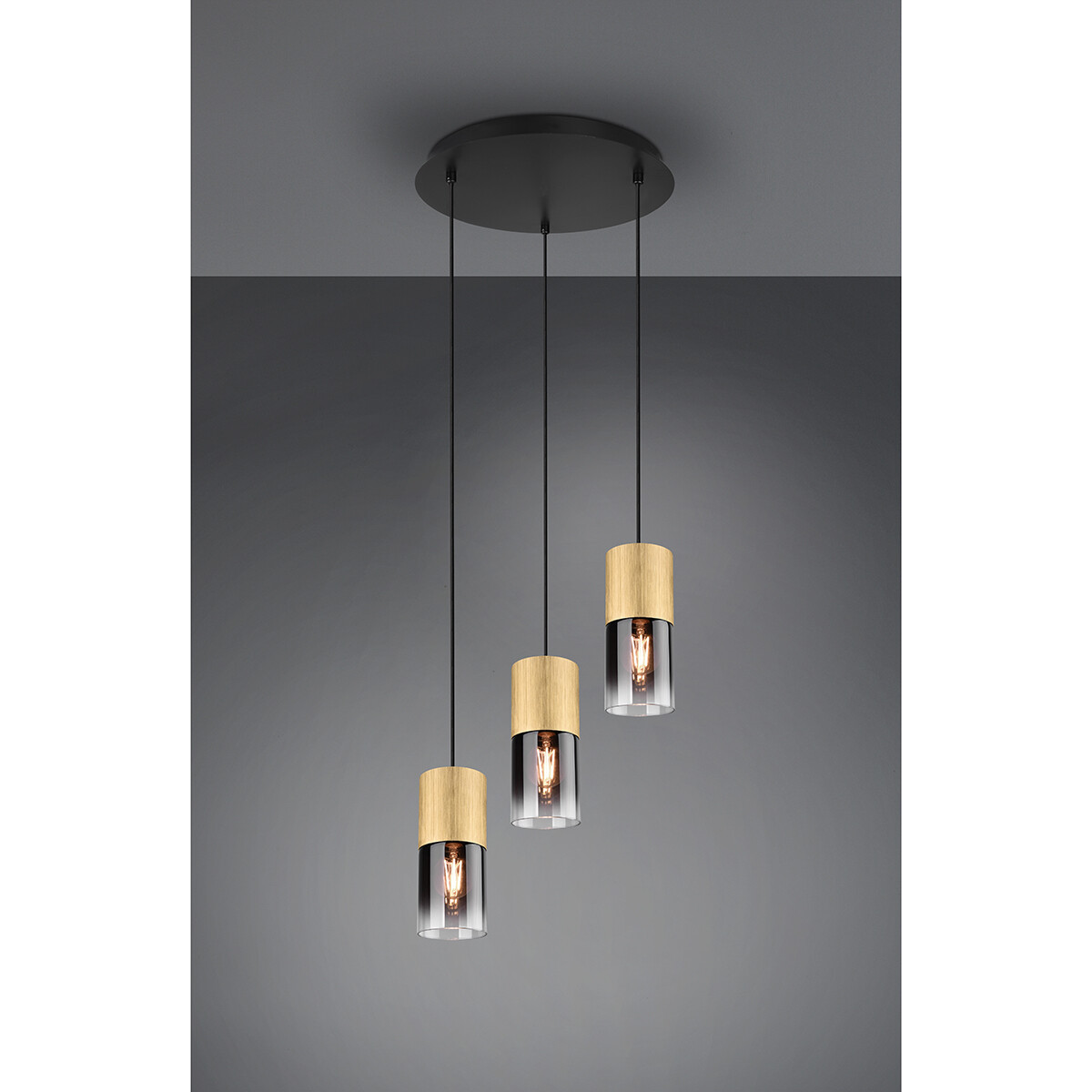 LED Hängelampe - Trion Roba - E27 Fassung - 3-flammig - Rund - Matt Gold - Aluminium