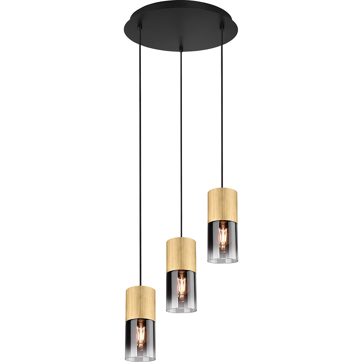 LED Hängelampe - Trion Roba - E27 Fassung - 3-flammig - Rund - Matt Gold - Aluminium