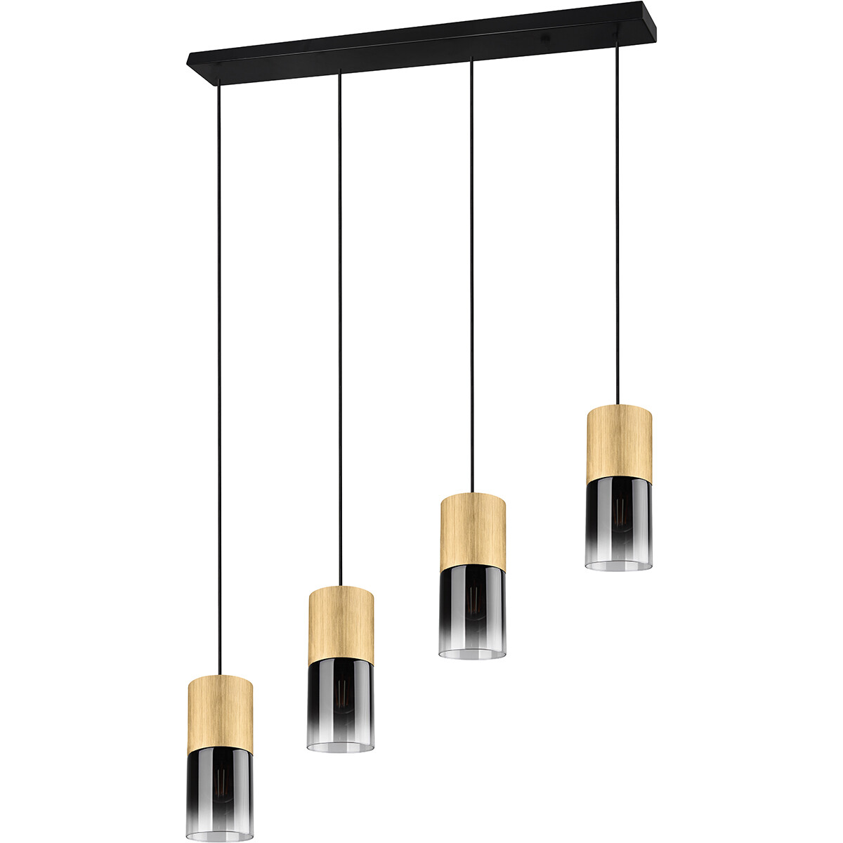 LED Hängelampe - Trion Roba - E27 Fassung - 4-flammig - Rechteck - Matt Gold - Aluminium