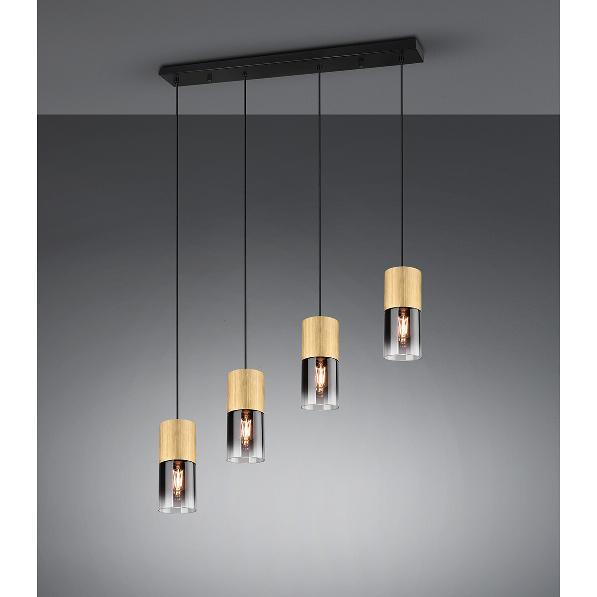 LED Hängelampe - Trion Roba - E27 Fassung - 4-flammig - Rechteck - Matt Gold - Aluminium