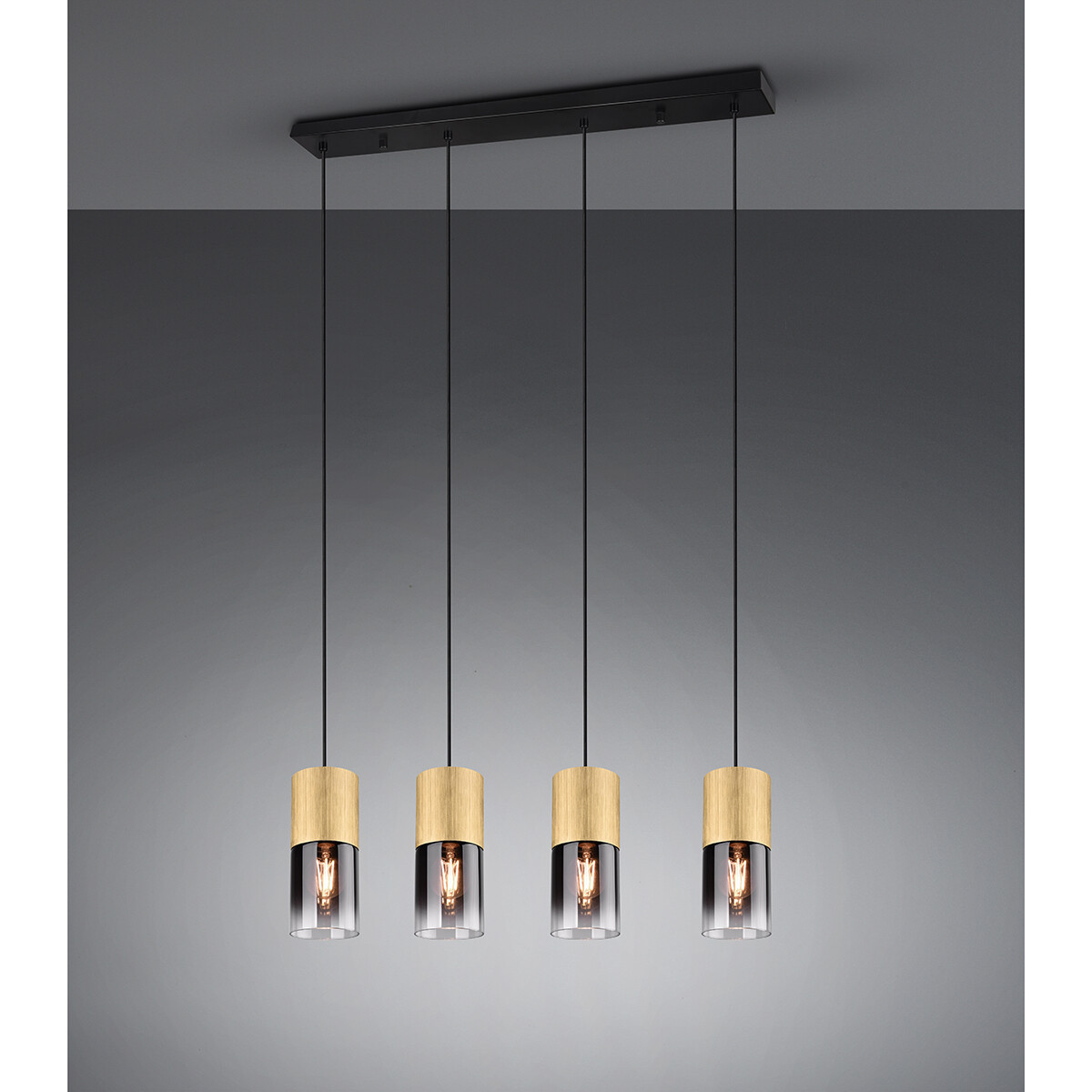 LED Hängelampe - Trion Roba - E27 Fassung - 4-flammig - Rechteck - Matt Gold - Aluminium