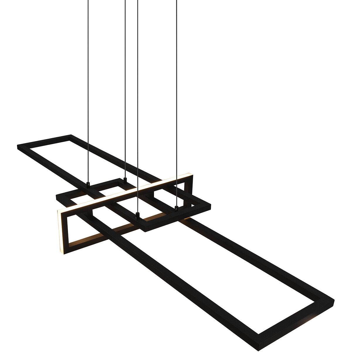 LED Hängelampe - Trion Salana - 34W - Warmweiß 3000K - Dimmbar - Rechteck - Matt Schwarz - Aluminium