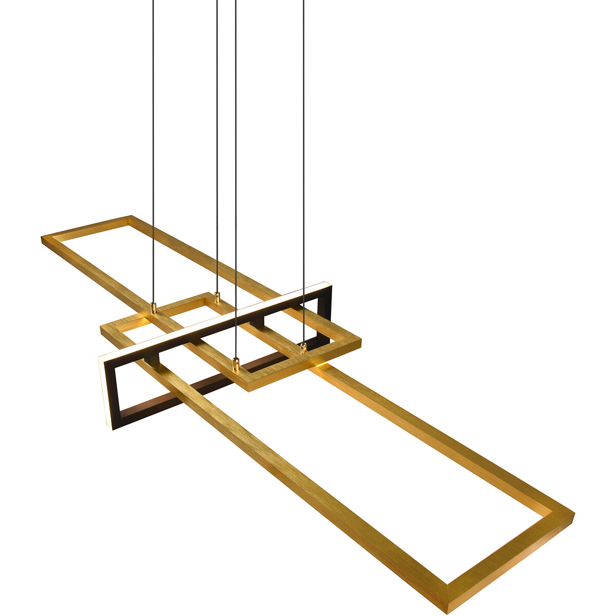 LED Hängelampe - Trion Salana - 34W - Warmweiß 3000K - Dimmbar - Rechteck - Matt Schwarz/Gold - Aluminium