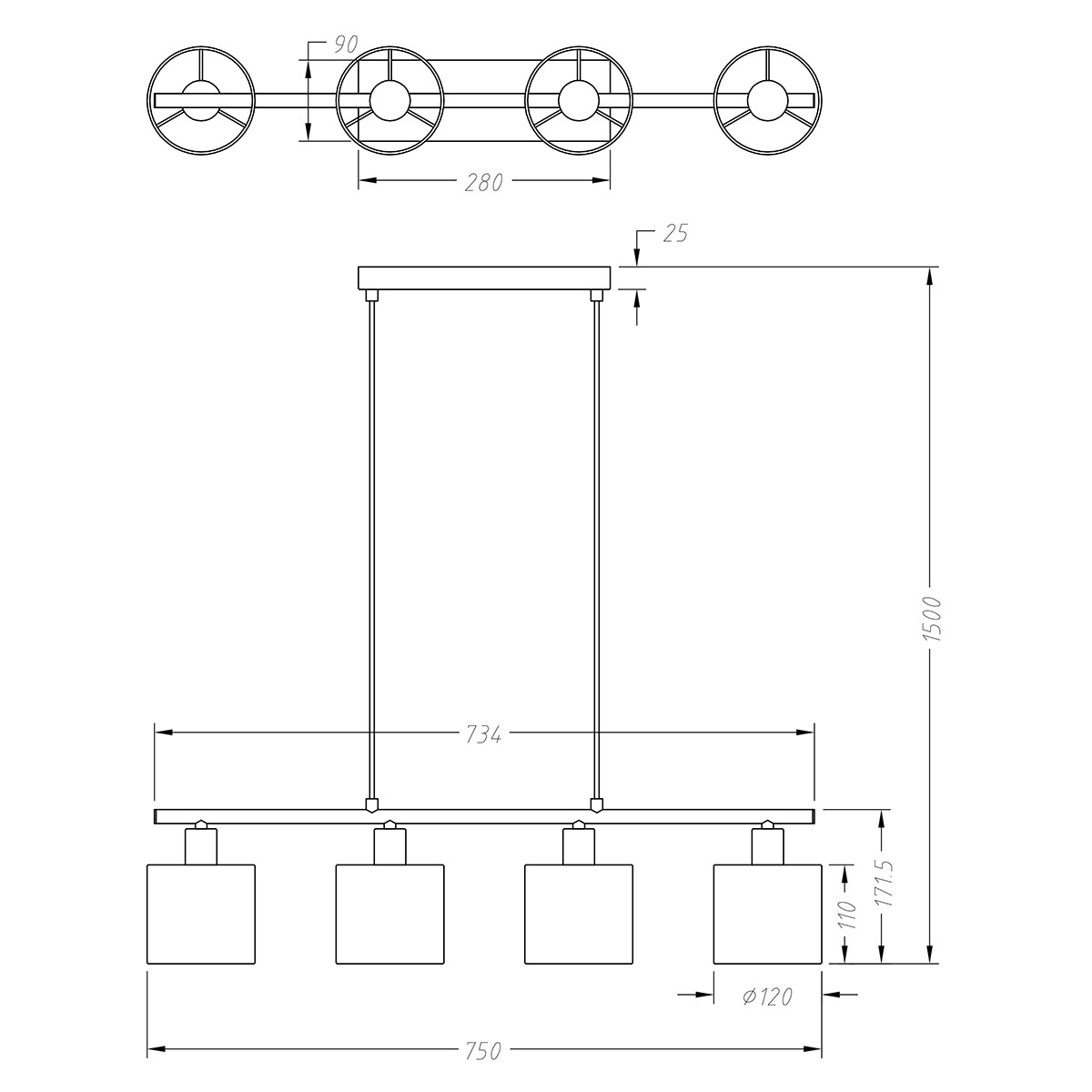 LED Deckenleuchte - Trion Torry - E14 Sockel - Rechteckig - Mattes Nickel - Aluminium