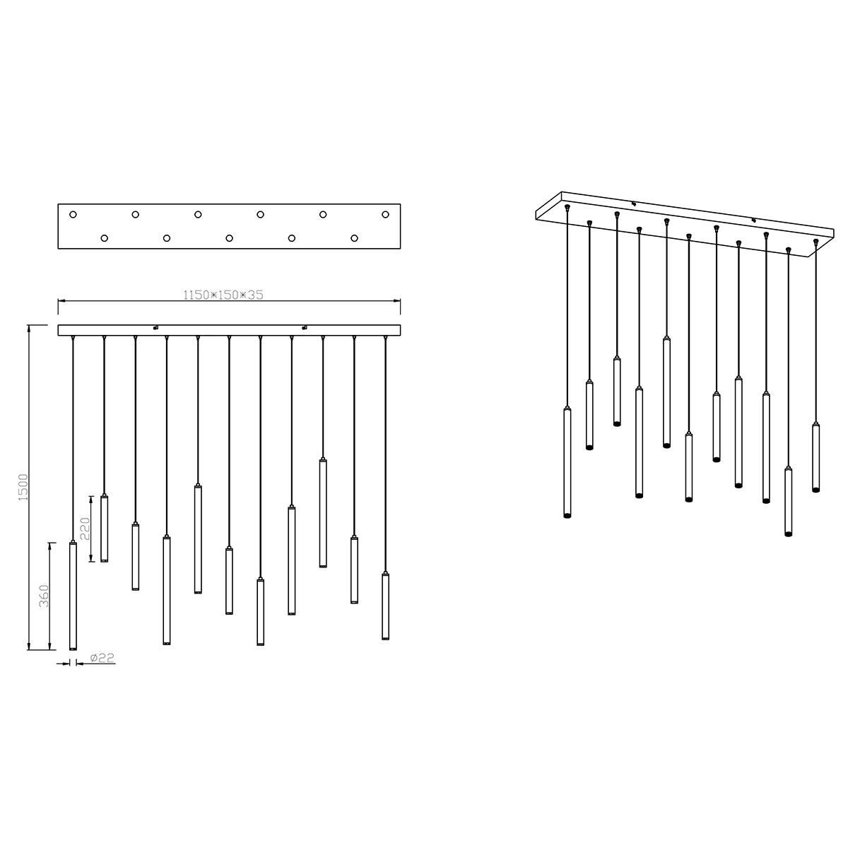 LED Deckenleuchte - Trion Tular - 22W - Warmweiß 3000K - Rechteckig - Mattweiß - Aluminium