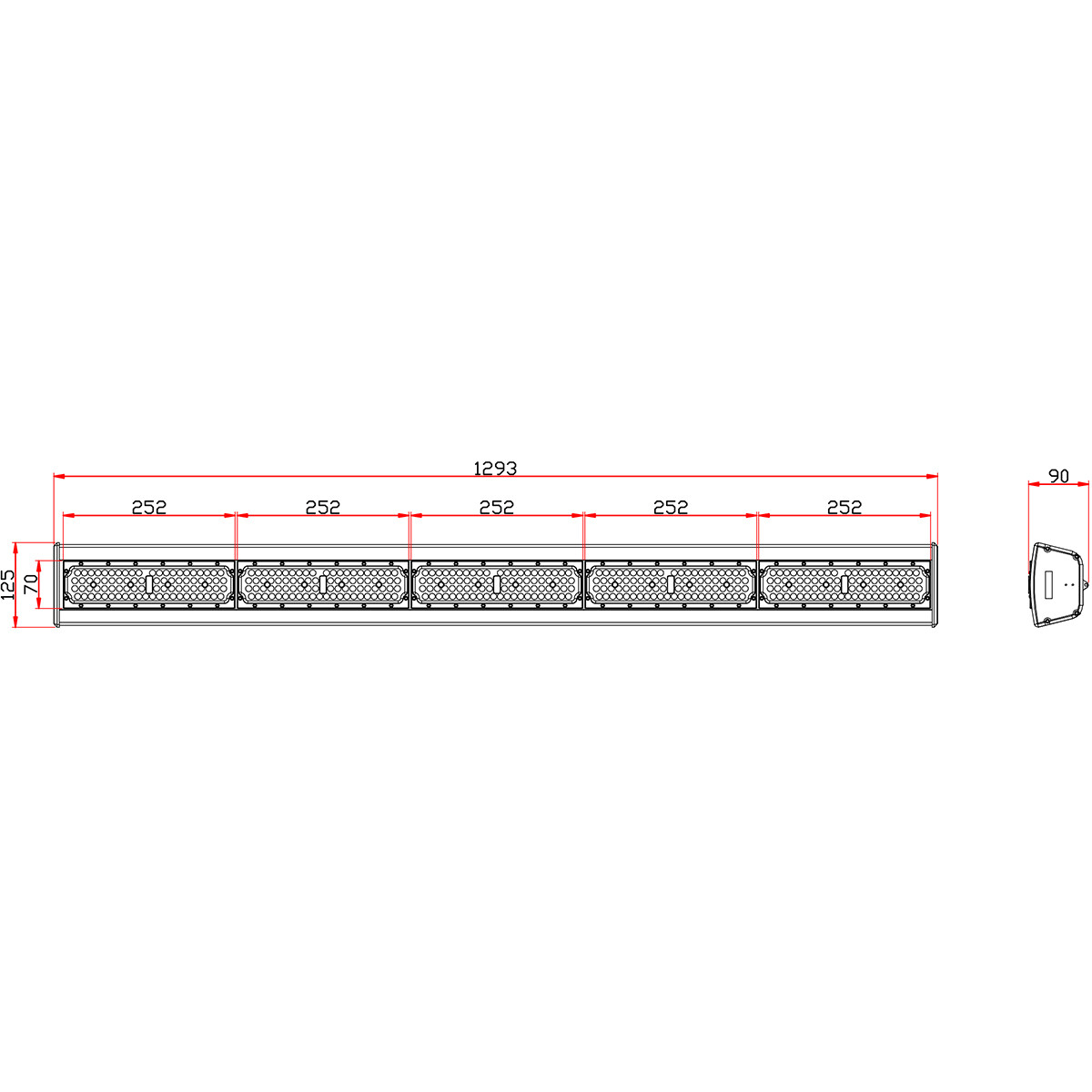 LED High Bay Linear - Rinzu Lin - 250W - 150LM/W - 840 4000K - Dimmbar 0-10V - IP65 - Sosen-Treiber - Sanan-LEDs