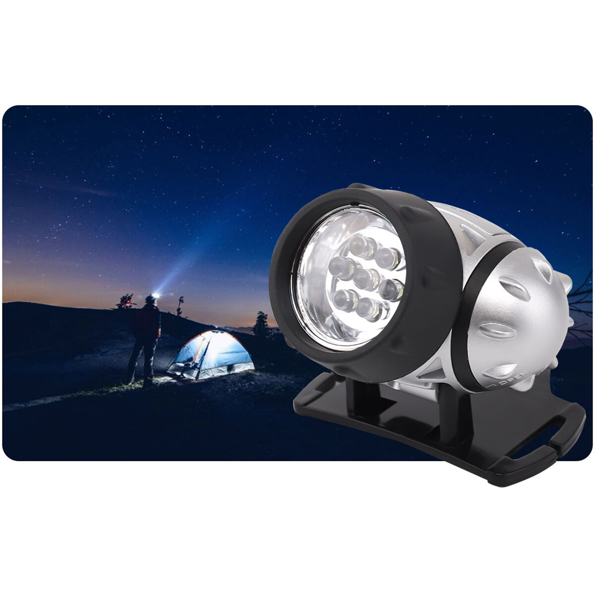 LED Stirnlampe - Aigi Heady - Wasserdicht - 35 Meter - Schwenkbar - 14 LEDs - 1W - Silber | Ersetzt 8W