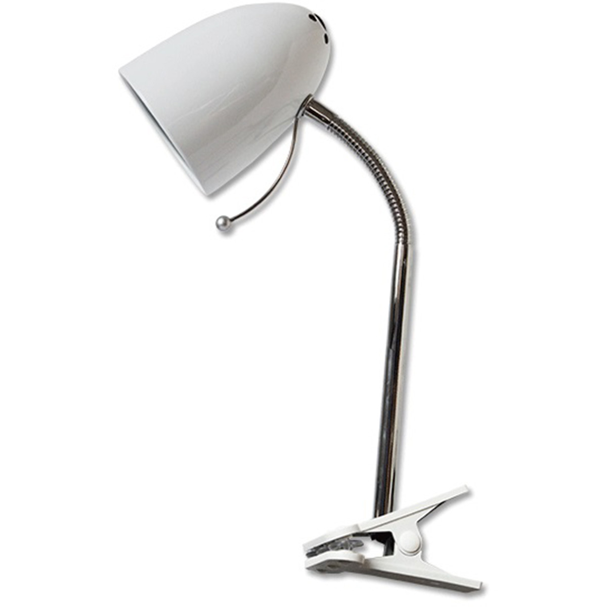 LED Klemlamp - Aigi Wony - E27 Sockel - Flexarm - Rund - Glänzend Weiß