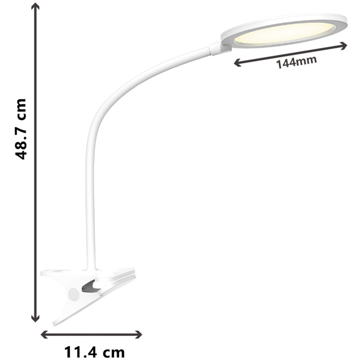 LED Klemmleuchte - Aigi Arona - 7W - Universalweiß 4000K - Rund - Mattweiß - Kunststoff