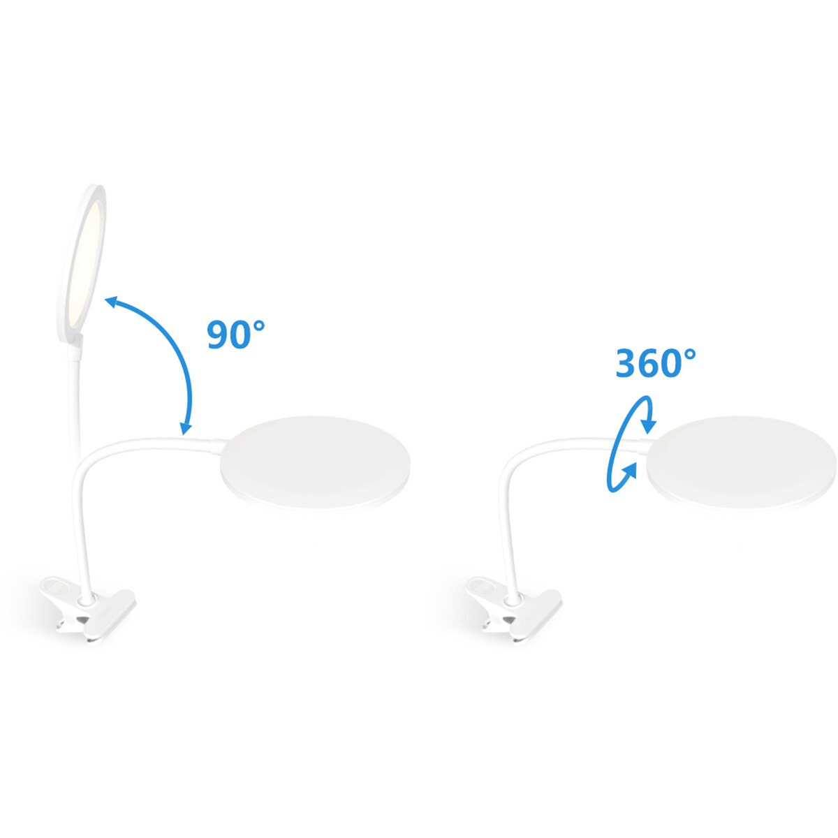 LED Klemmleuchte - Aigi Arona - 7W - Universalweiß 4000K - Rund - Mattweiß - Kunststoff