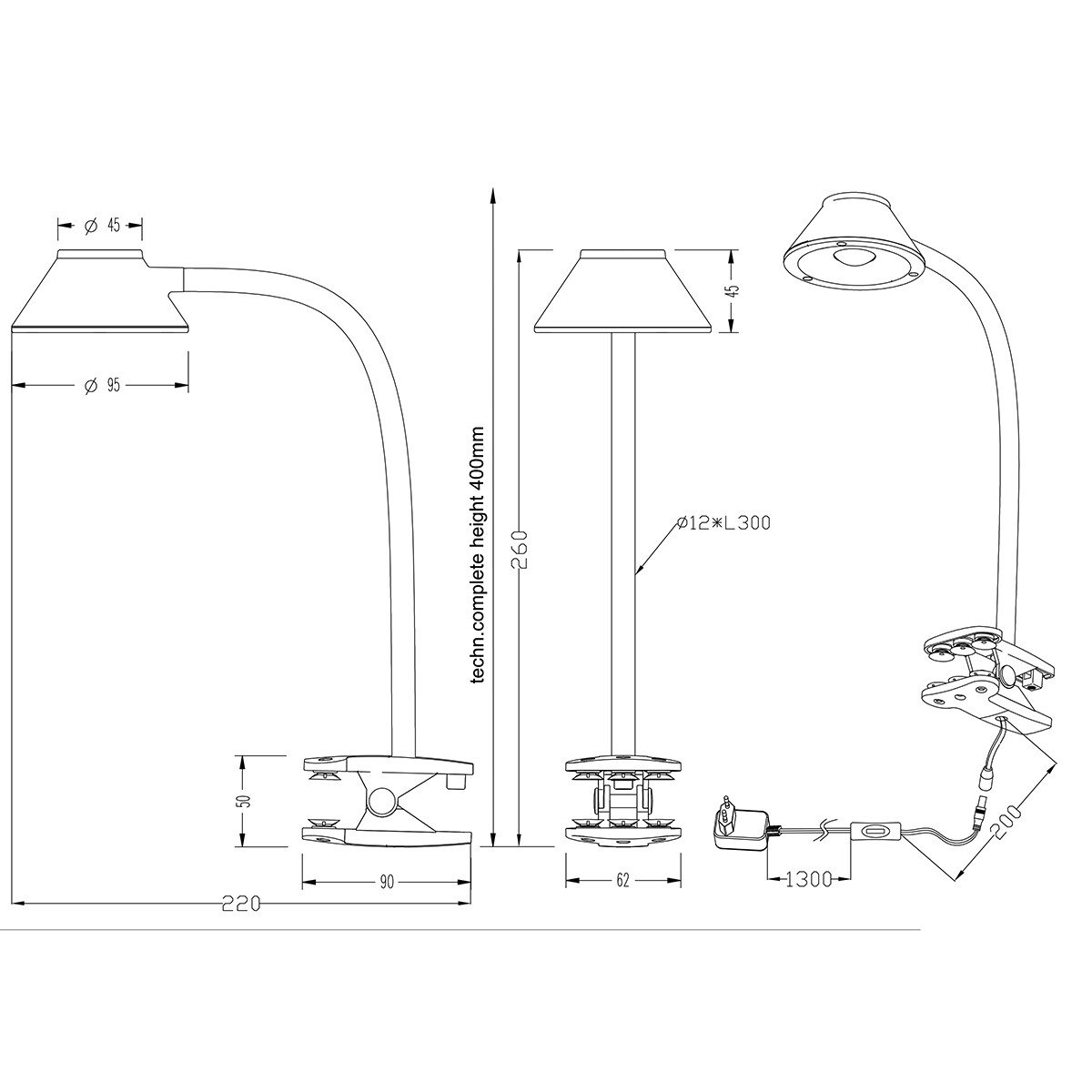 LED Klemmleuchte - Trion Berky - 3.5W - Warmweiß 3000K - Weiß - Kunststoff