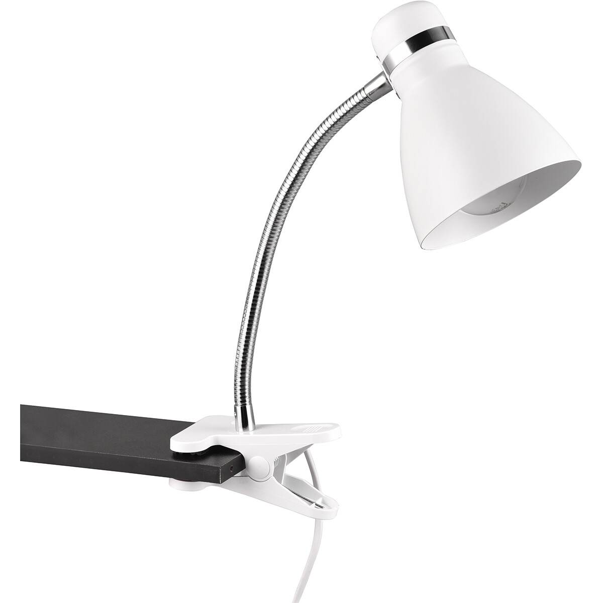 LED-Klemmlampe - Trion Sora - E27-Fassung - Mattweiß - Metall