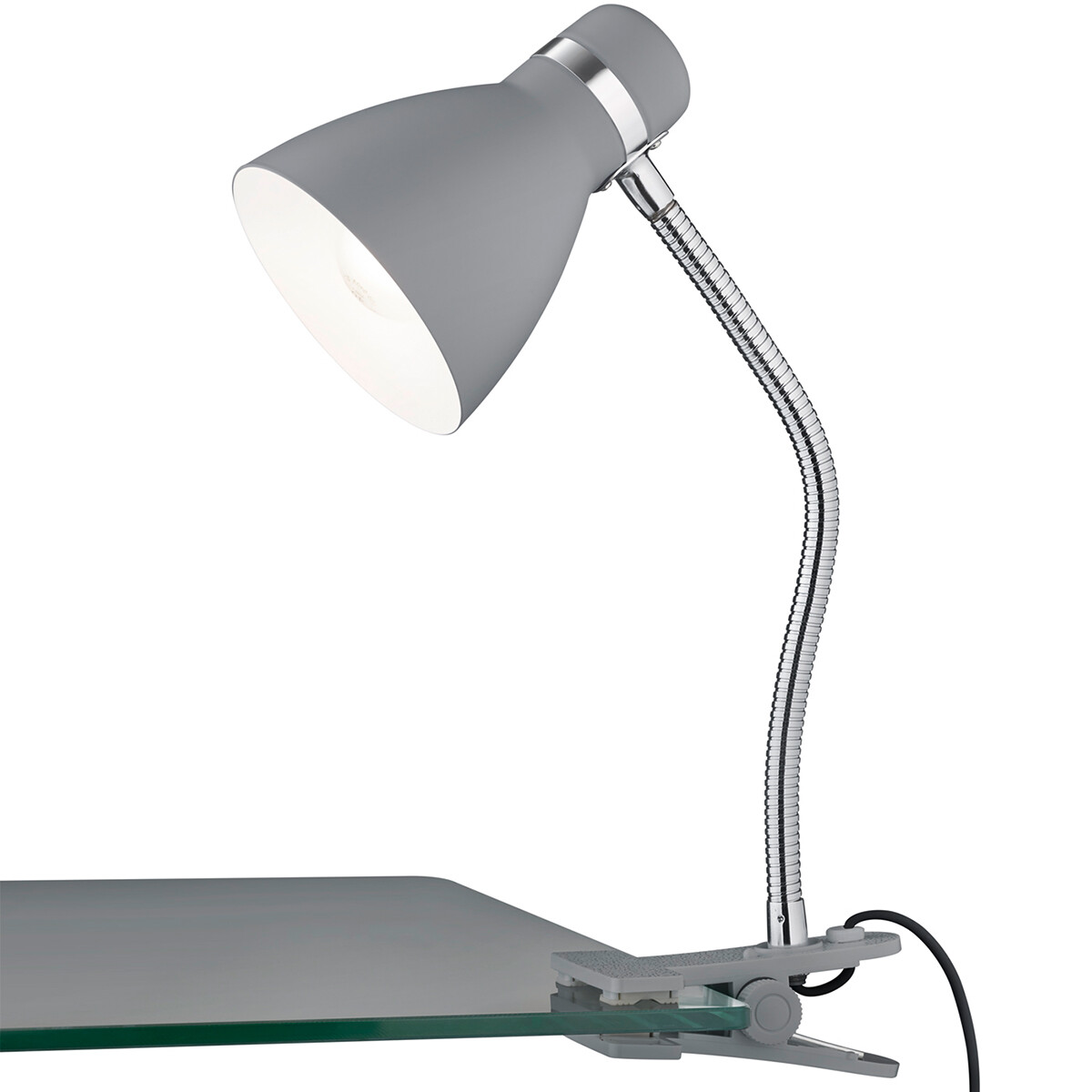 LED-Klemmlampe - Trion Sora - E27-Fassung - Titan - Metall