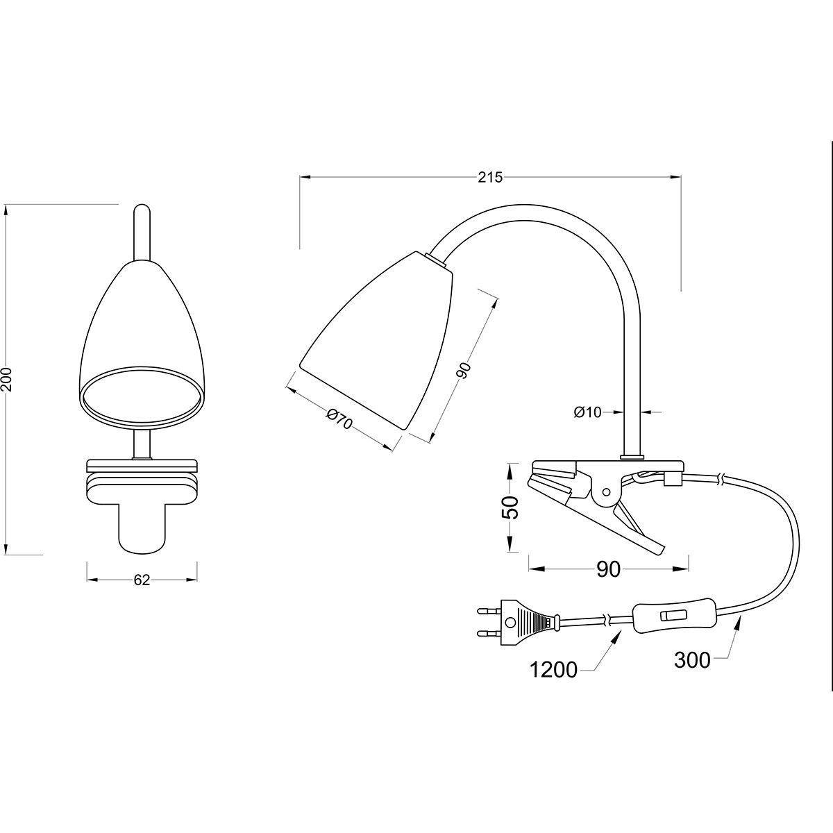 LED Klemmlampe - Trion Wandy - GU10 Fassung - Weiß