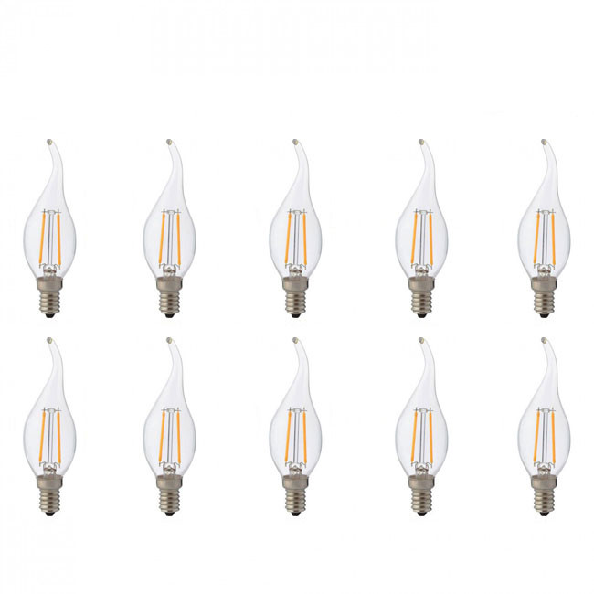 LED Lampe 10er Pack - Kerzenlampe - Filament Flame - E14 Sockel - 4W - Warmweiß 2700K