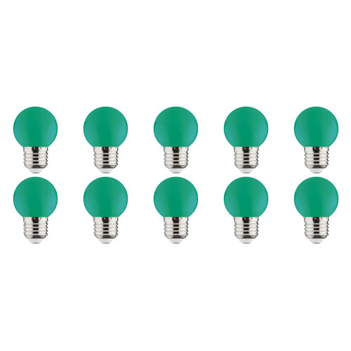 LED Lampe 10er Pack - Romba - Grün Farbig - E27 Sockel - 1W